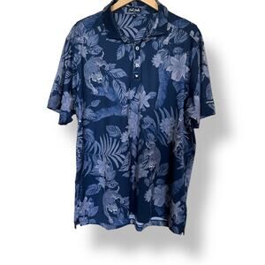 Bad Birdie Crouching Tiger Blue Gold Polo Sz XL